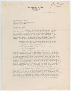 Primary view of object titled '[Letter from Marjorie Bartholf to Dr. Chauncey D. Leake, September 10, 1945]'.