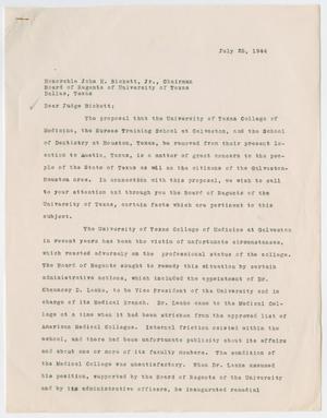 Primary view of object titled '[Letter from R. E. Bowen and A. D. Simpson to Judge John H. Bickett Jr., July 25, 1944]'.