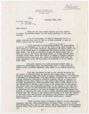 [Letter from Dr. Felix P. Miller, November 10, 1954]