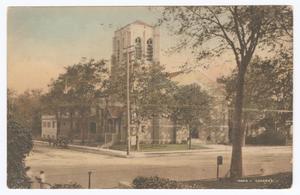 Primary view of object titled '[Hand Colored Postcard of the First Presbyterian Church of Waco]'.