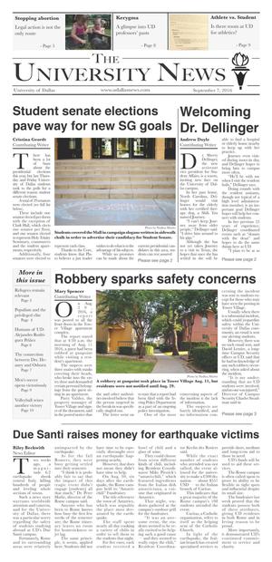 Primary view of object titled 'The University News (Irving, Tex.), Vol. 42, No. 3, Ed. 1 Wednesday, September 7, 2016'.