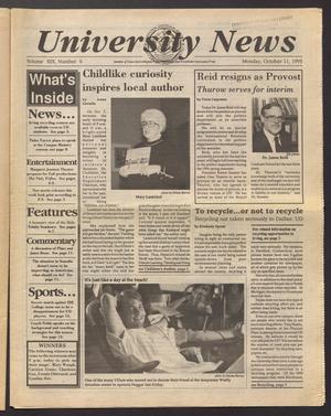 Primary view of object titled 'University News (Irving, Tex.), Vol. 19, No. 6, Ed. 1 Monday, October 11, 1993'.