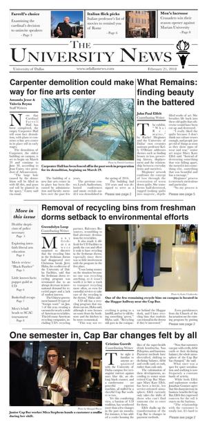 Primary view of object titled 'The University News (Irving, Tex.), Vol. 42, No. 17, Ed. 1 Wednesday, February 21, 2018'.
