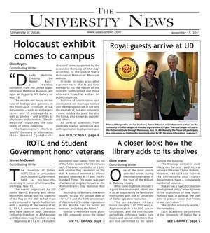 Primary view of object titled 'The University News (Irving, Tex.), Vol. 37, No. 10, Ed. 1 Tuesday, November 15, 2011'.