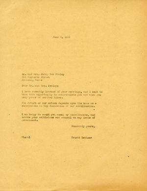 [Letter from Truett Latimer to Mr. and Mrs. Jerry Bob Fraley, June 6, 1955]
