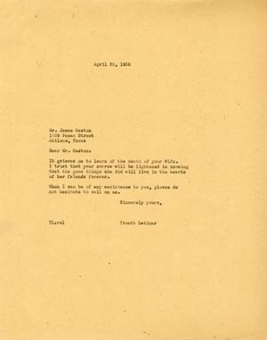 [Letter from Truett Latimer to Jesse Gaston, April 25, 1955]