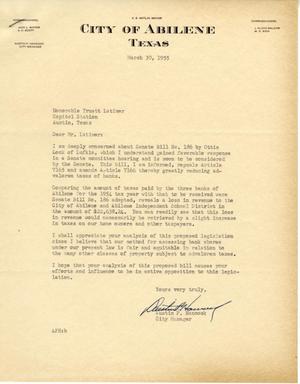 [Letter from Austin P. Hancock to Truett Latimer, March 30, 1955]