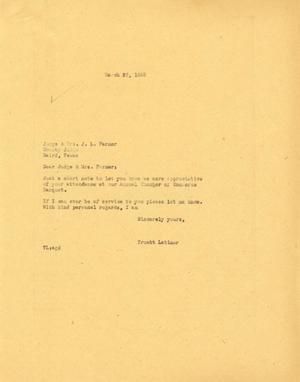 [Letter from Truett Latimer to Mr. and Mrs. J. L. Farmer, March 28, 1955]