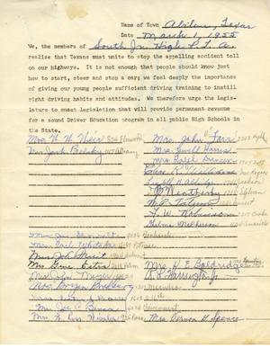 [Letter from South Jr. High to Truett Latimer, March 1, 1955]