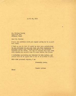 [Letter from Truett Latimer to William Fannin, April 26, 1955]