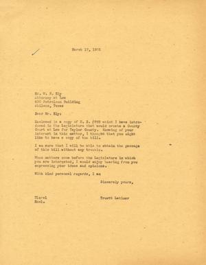 [Letter from Truett Latimer to W. R. Ely, March 17, 1955]