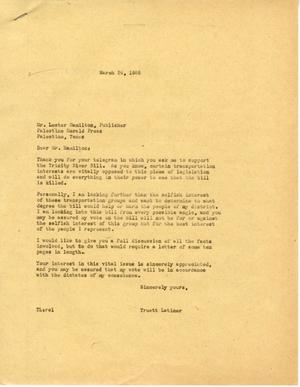 [Letter from Truett Latimer to Lester Hamilton, March 24, 1955]