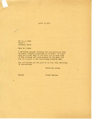 [Letter from Truett Latimer to B. J. Gist, April 7, 1955]