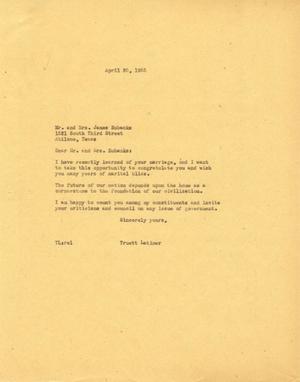 [Letter from Truett Latimer to Mr. and Mrs. James Eubanks, April 25, 1955]