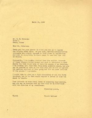[Letter from Truett Latimer to R. D. Heverman, March 25, 1955]