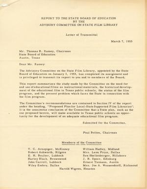 [Letter from the Advisory Committee on the State Film Library to Thomas B. Ramey, March 7, 1955]