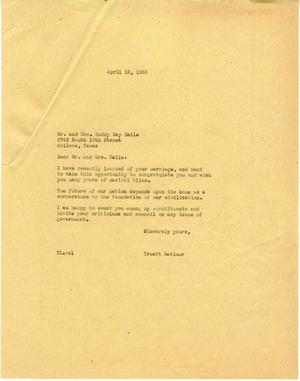 [Letter from Truett Latimer to Mr. and Mrs. Buddy Rae Haile, April 18, 1955]