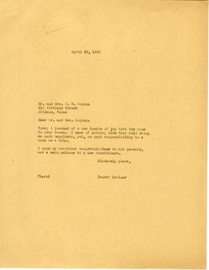 [Letter from Truett Latimer to Mr. and Mrs. C. W. Golson, April 26, 1955]