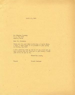 [Letter from Truett Latimer to Stanley Hornsby, April 27, 1955]