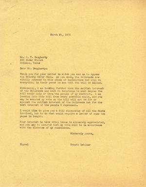 [Letter from Truett Latimer to O. T. Daughtery, March 24, 1955]