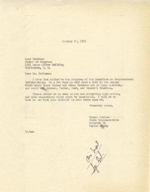 [Letter from Omar Burleson to Truett Latimer, January 27, 1955]