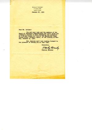 [Letter from Stanley Hornsby to Truett Latimer, January 27, 1955]