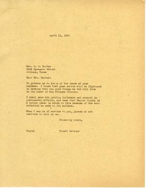 [Letter from Truett Latimer to Mrs. H. C. Harber, April 11, 1955]