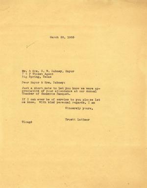 [Letter from Truett Latimer to Mr. and Mrs. G. W. Dabney, March 29, 1955]