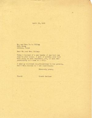 [Letter from Truett Latimer to Mr. and Mrs. L. L. Hilley, April 18, 1955]