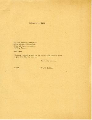 [Letter from Truett Latimer to Ben Glusing, February 14, 1955]