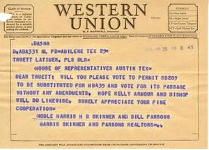 [Letter from Harris H. B. Skinner and Bill Parsons to Truett Latimer, April 25, 1955]
