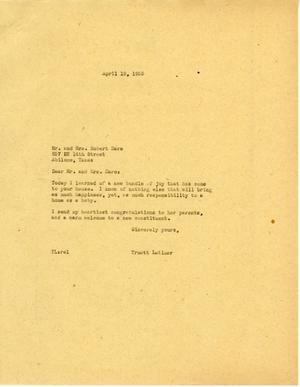 [Letter from Truett Latimer to Mr. and Mrs. Robert Hare, April 18, 1955]