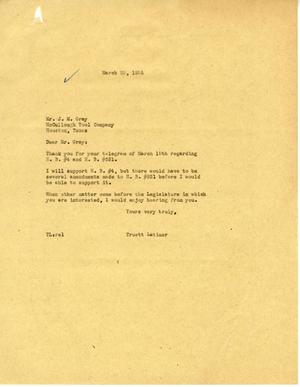 [Letter from Truett Latimer to J. M. Gray, March 25, 1955]