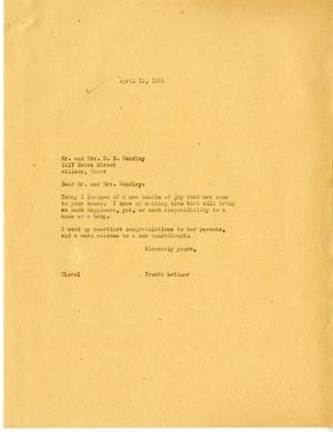 [Letter from Truett Latimer to Mr. and Mrs. D. E. Hendley, April 19, 1955]