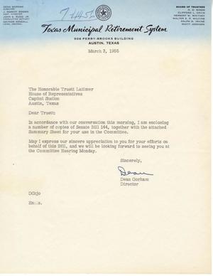 [Letter from Dean Gorham to Truett Latimer, March 3, 1955]