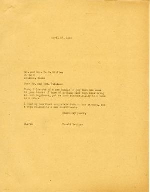 [Letter from Truett Latimer to Mr. and Mrs. W. B. Gilliam, April 27, 1955]