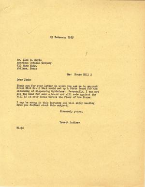 [Letter from Truett Latimer to Jack M. Davis, February 23, 1955]