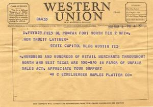 [Letter from H. C. Eckelberger to Truett Latimer, March 2, 1955
