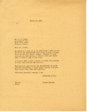 [Letter from Truett Latimer to A. V. Grant, March 17, 1955]