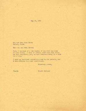 [Letter from Truett Latimer to Mr. and Mrs. John Duran, May 23, 1955]