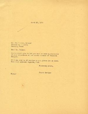 [Letter from Truett Latimer to Rex Felker, March 28, 1955]