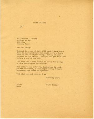 [Letter from Truett Latimer to Clarence L. Hailey, March 17, 1955]