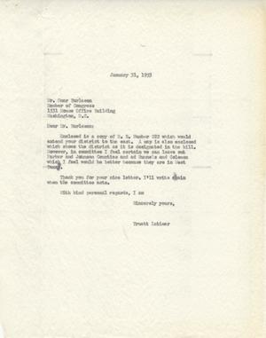 [Letter from Truett Latimer to Omar Burleson, January 31, 1953]