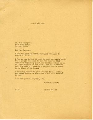 [Letter from Truett Latimer to J. L. Hargrove, April 26, 1955]