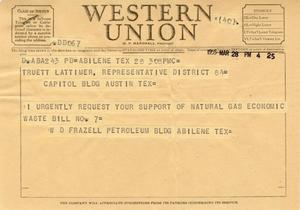 [Letter from W. D. Frazell to Truett Latimer, March 28, 1955]