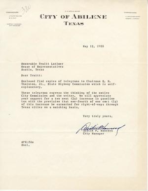 [Letter from Austin P. Hancock to Truett Latimer, May 12, 1955]