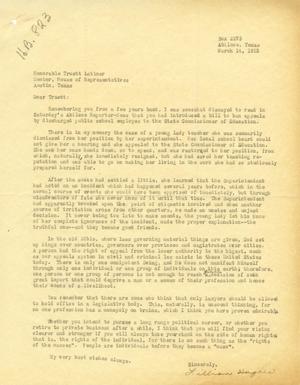 [Letter from Lillian Hughes to Truett Latimer, March 14, 1955]