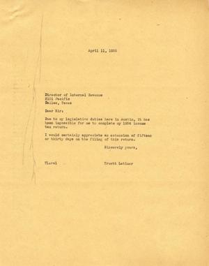 [Letter from Truett Latimer to the Director of Internal Revenue, April 11, 1955]