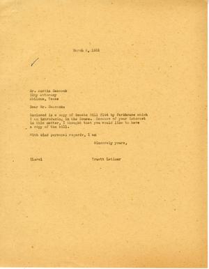 [Letter from Truett Latimer to Austin Hancock, March 8, 1955]