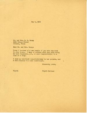 [Letter from Truett Latimer to Mr. and Mrs. D. R. Haney, May 4, 1955]